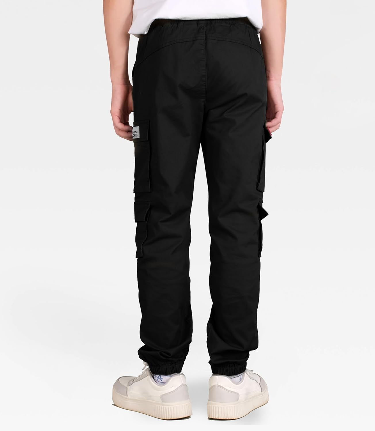Boys Cargo Pants Cotton Casual Pants Drawstring Loose Jogging Bottoms Elastic Cuffed Cargo Joggers