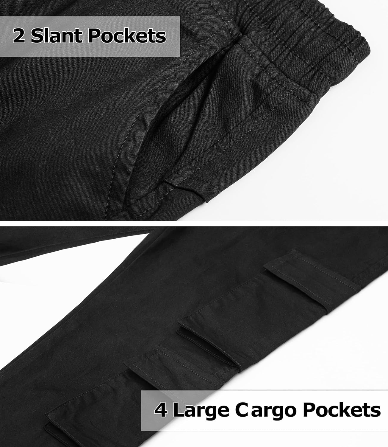 Boys Cargo Pants Cotton Casual Pants Drawstring Loose Jogging Bottoms Elastic Cuffed Cargo Joggers