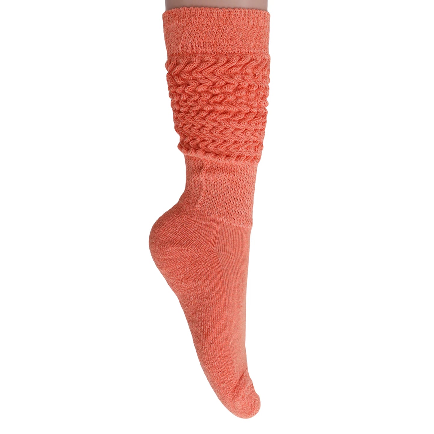 3 Pairs - Light Orange Slouchy Scrunch Socks for Women Cotton Knee High Shoe Size 5 to 10 (Copy)