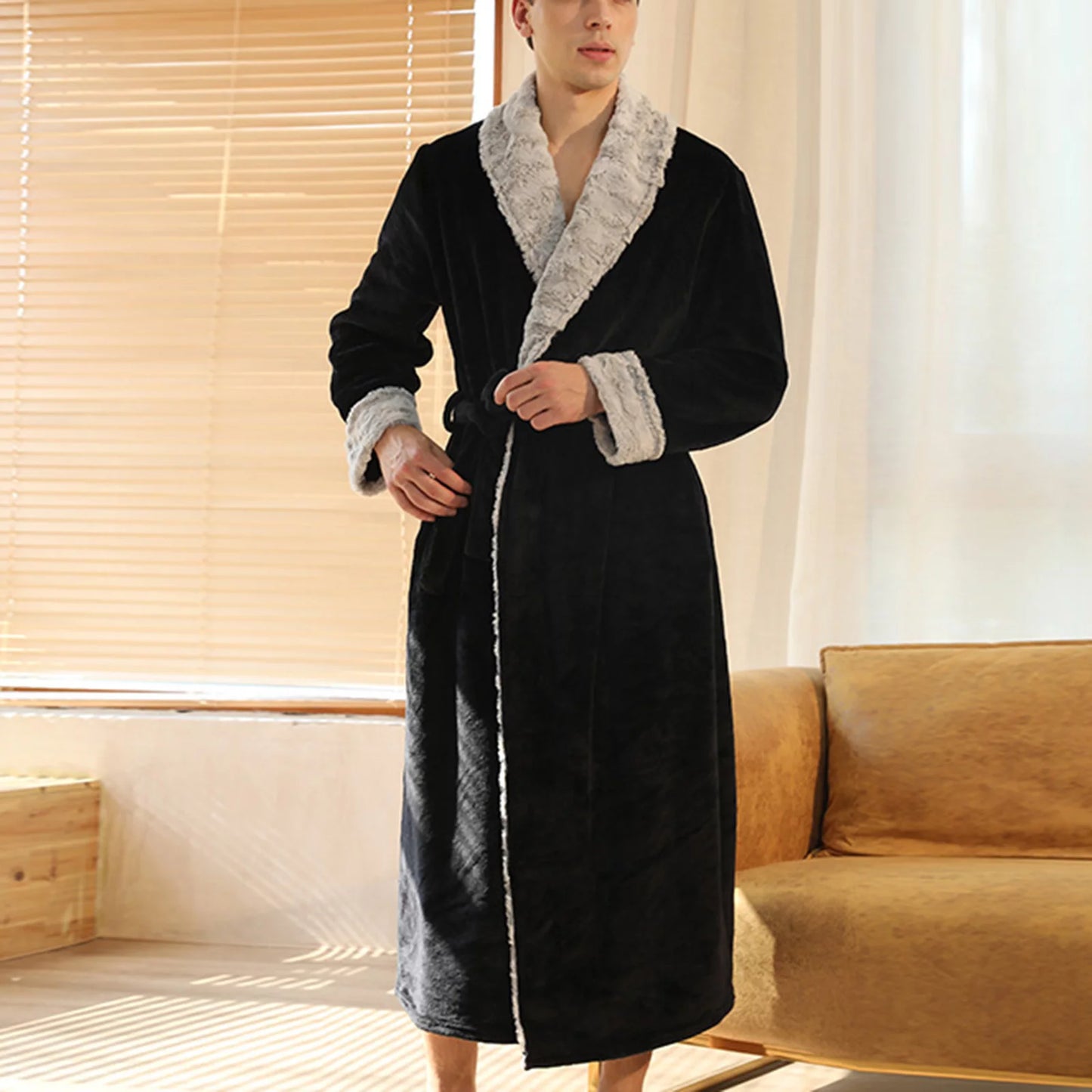 Women'S Soft Plush Fleece Shawl Collar Kimono Bathrobe, Full Length Long Winter Warm Flannel Lounge Spa Robes House Coat Pajamas Loungewear with Pockets
