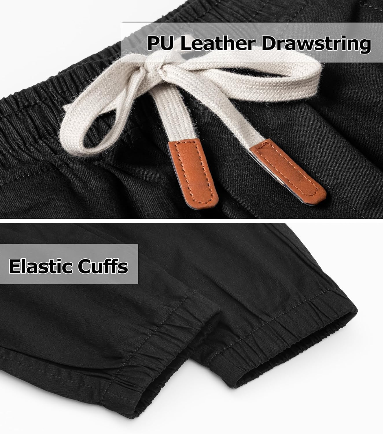 Boys Cargo Pants Cotton Casual Pants Drawstring Loose Jogging Bottoms Elastic Cuffed Cargo Joggers