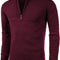 Mens Slim Fit Zip up Mock Neck Polo Sweater Casual Long Sleeve Sweater and Pullover Sweaters with Ribbing Edge