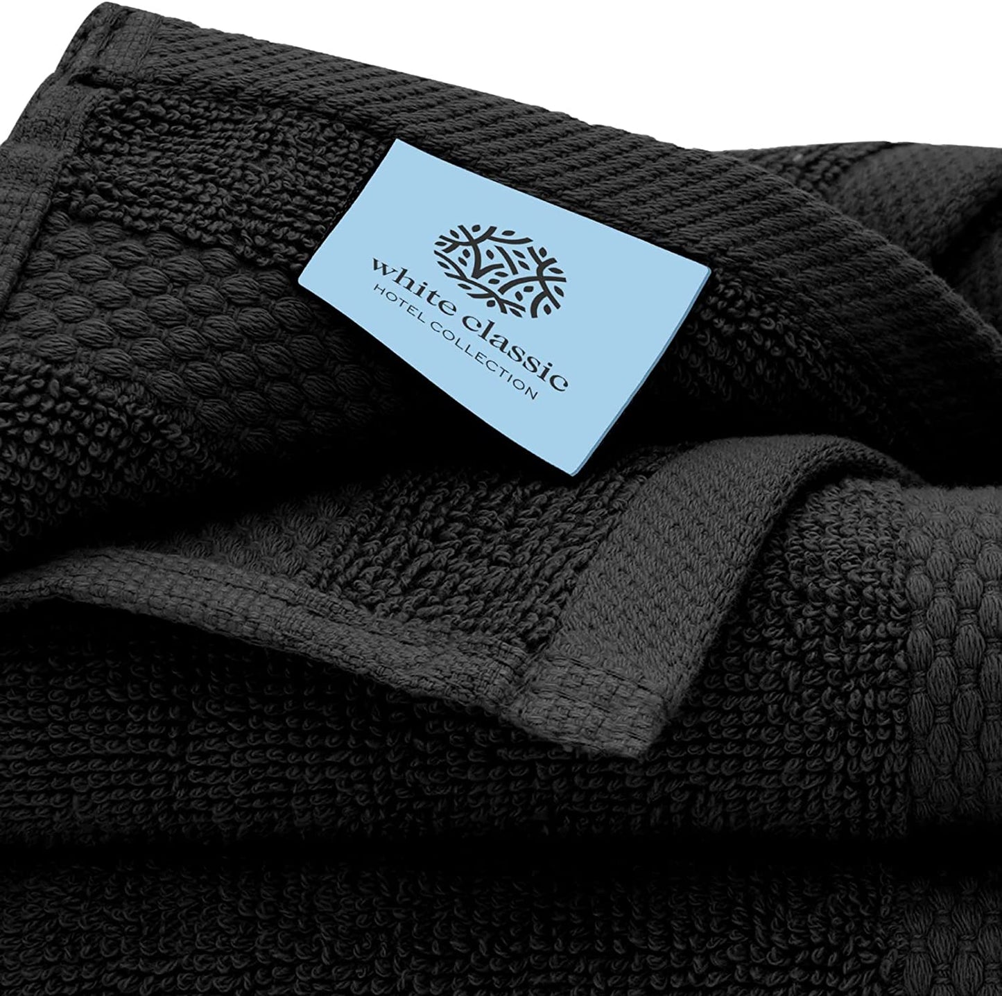 Luxury Cotton Washcloths Set 12 Pack - Hotel Quality Cleansing Face Towels Set, Black Small Bathroom Hand Towels | 12 Pack | Black