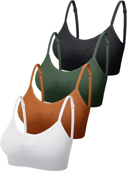 4 Pieces Bralette Neck Cami Bra Wireless Tank Top Bra Sports Bra for Women