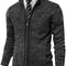 Men'S Cardigan Sweaters Full Zip up Stand Collar Slim Fit Casual Knitted Sweater with 2 Front Pockets