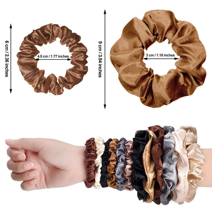 24 Pieces Satin Hair Scrunchies Bulk Silk Elastic Hair Bands Ropes Ponytail Holder for Women Girls Hair Accessories Decorations(Vintage Colors)