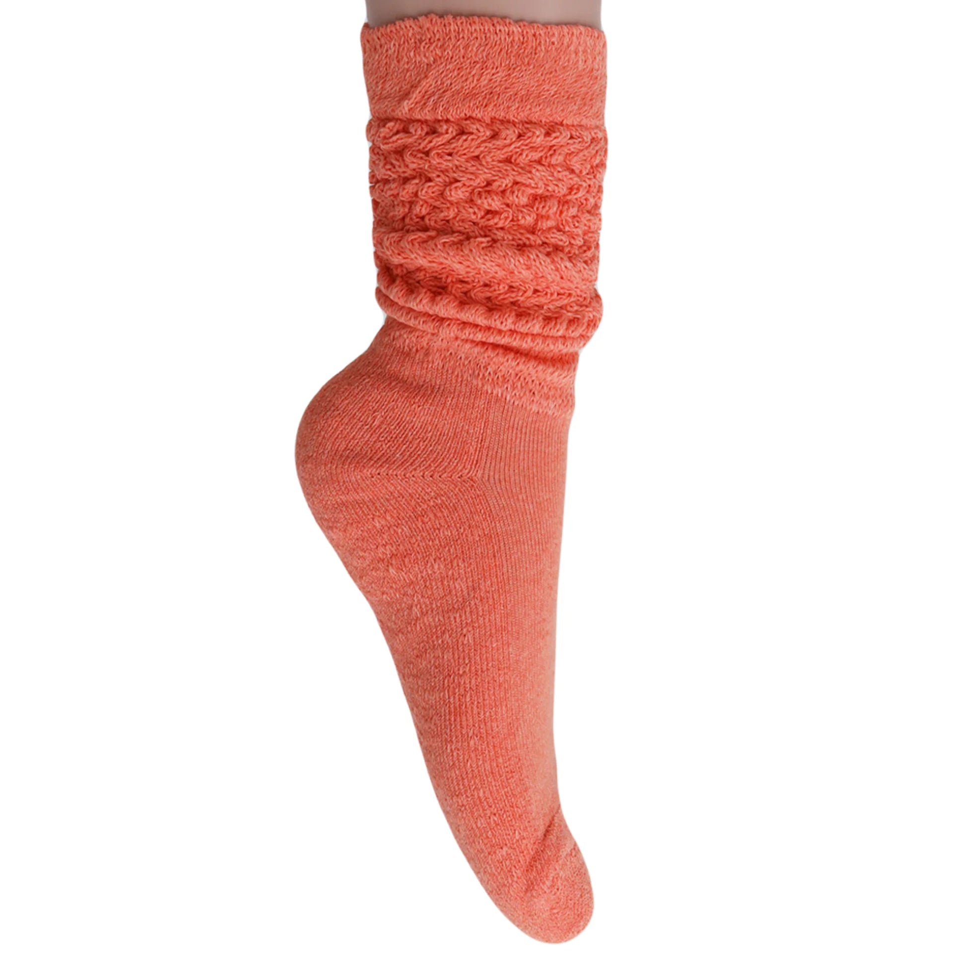 3 Pairs - Light Orange Slouchy Scrunch Socks for Women Cotton Knee High Shoe Size 5 to 10 (Copy)