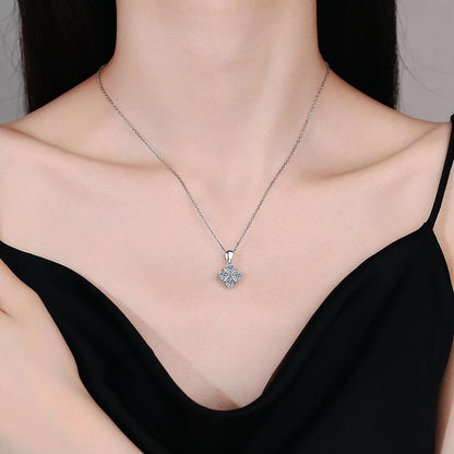 Mother'S Day Gift, Moissanite Earrings 1.2 CT S925 Sterling Silver Necklace Rhombus Moissanite Pendant for Her Woman Wife Girlfriend Daughter Present for Birthday Valentine Wedding Anniversary