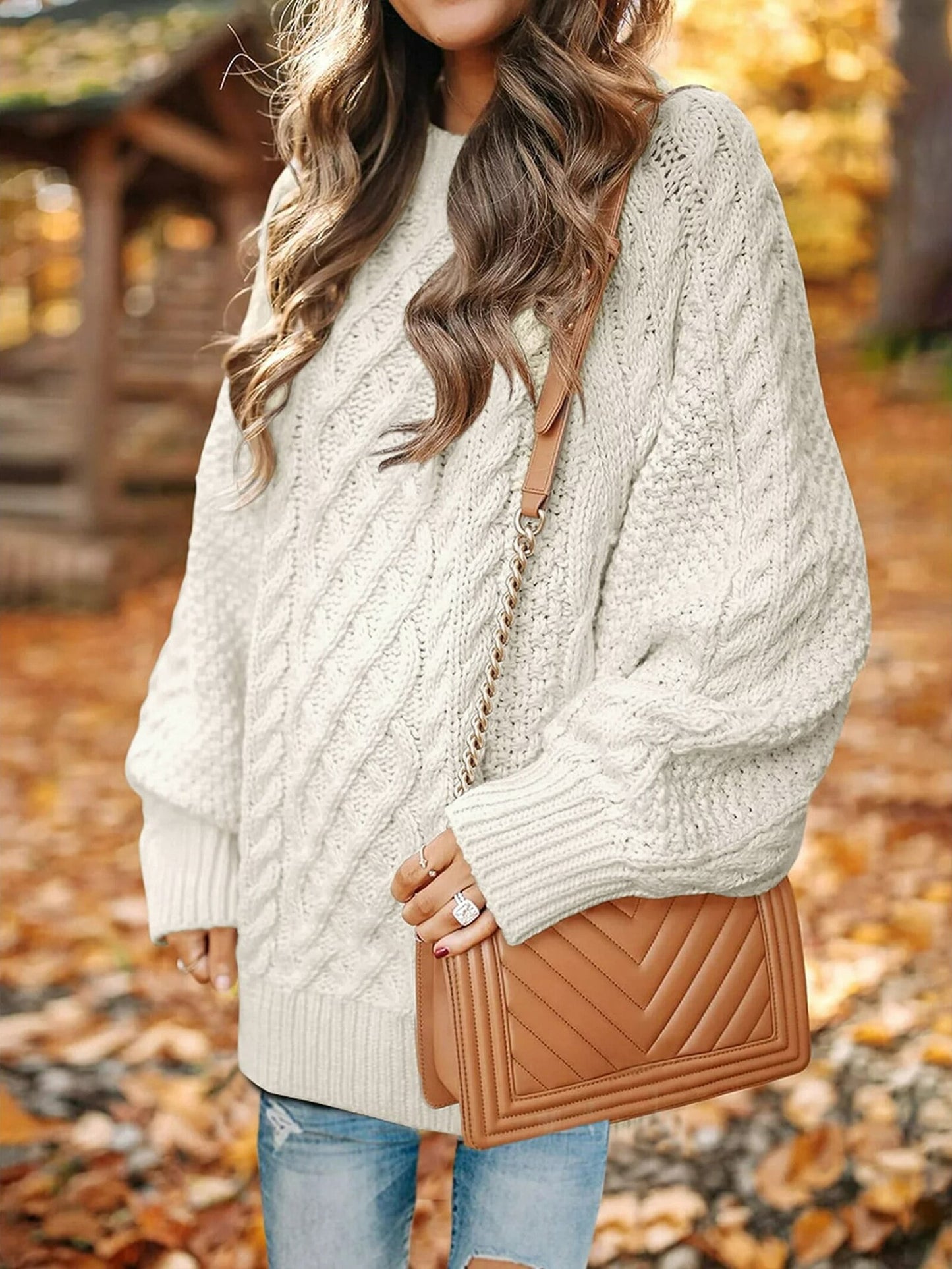 Oversized Sweaters for Women Cable Knit Chunky Pullover Sweater