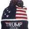 Adult US Flag Embroidered Trump Campaign Slogan Beanie - Navy/White 2024 TAB Square