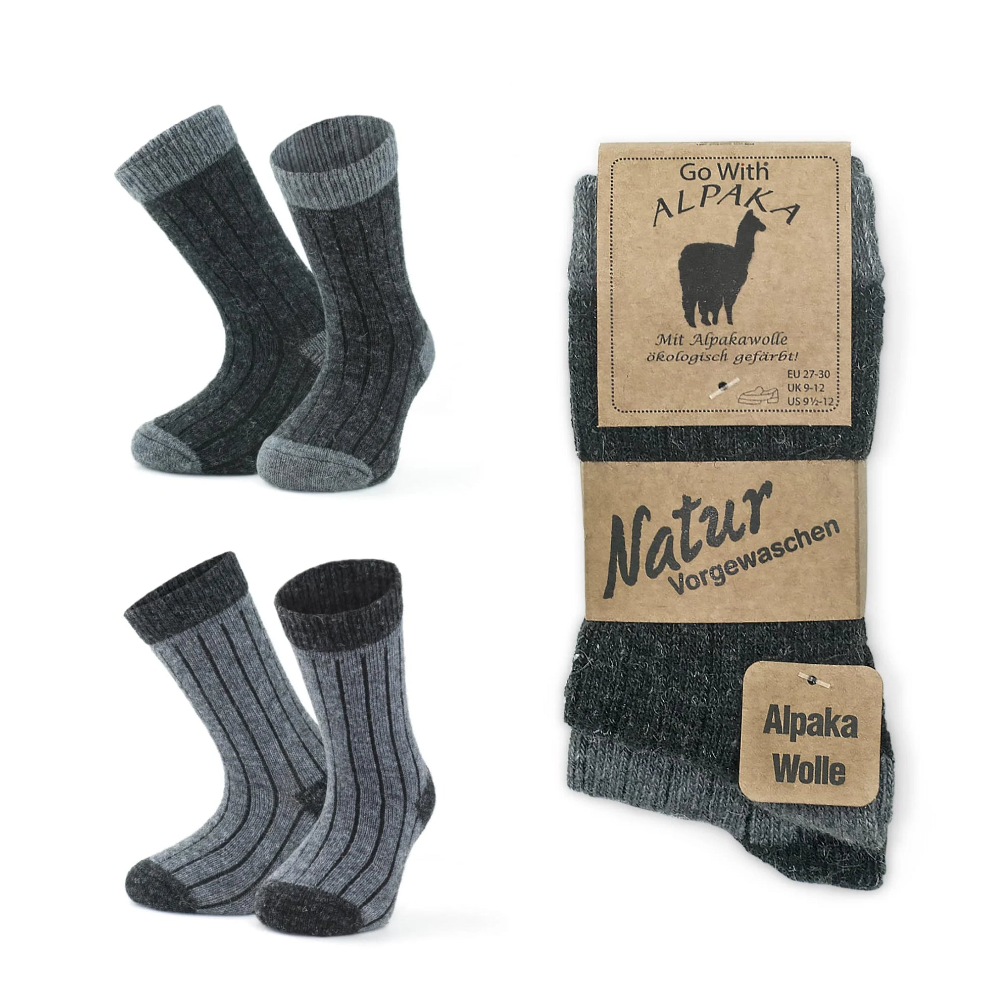 Alpaca Wool Socks for Kids | Brown Wool Socks for Toddlers | 2 Pairs |Model:1096