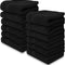 Luxury Cotton Washcloths Set 12 Pack - Hotel Quality Cleansing Face Towels Set, Black Small Bathroom Hand Towels | 12 Pack | Black