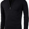 Mens Slim Fit Zip up Mock Neck Polo Sweater Casual Long Sleeve Sweater and Pullover Sweaters with Ribbing Edge