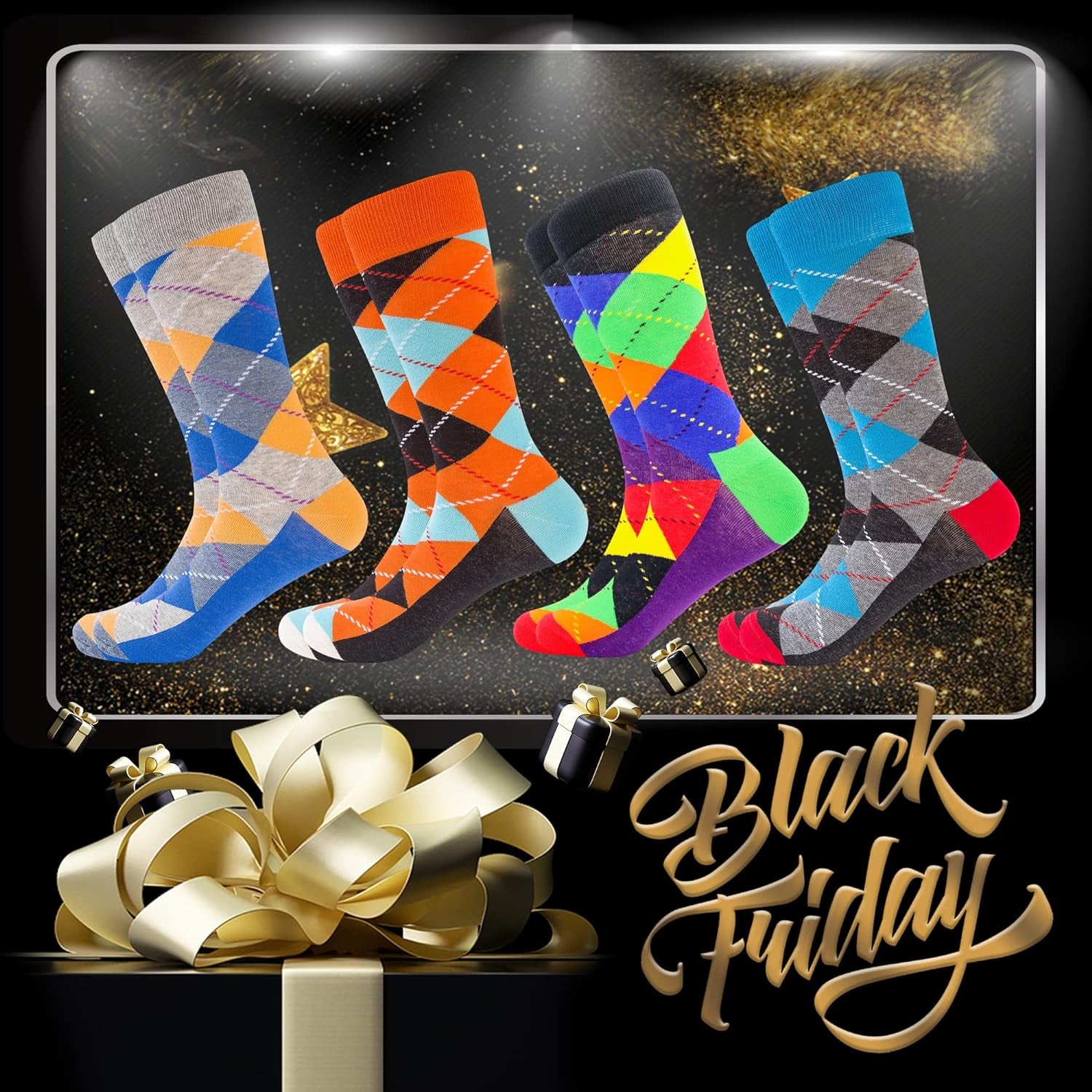 Mens Dress Socks Fun Funny Colorful Crazy Crew Dress Socks for Men 9-12